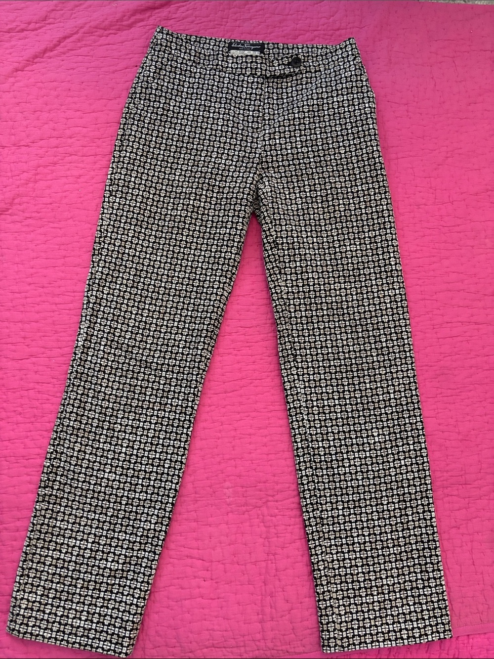 Salvatore Ferragamo Black and White Patterned Kids Pants